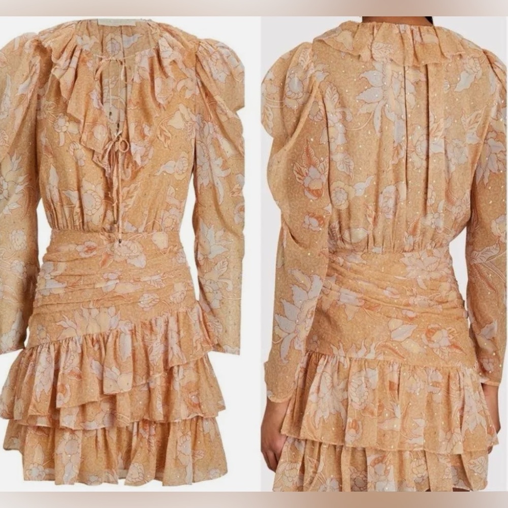 NWT $695 SP22 Ulla Johnson Cecily Magnolia Mini Dress Long Puff Sleeve Floral 0 - Picture 2 of 7